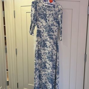 Reformation blue and white floral 3/4 sleeves maxi dress